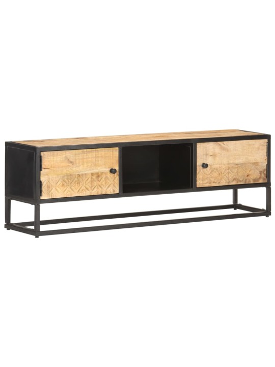 TV stolek s vyřezávanými dvířky 130x30x40 cm hrubý mangovník
