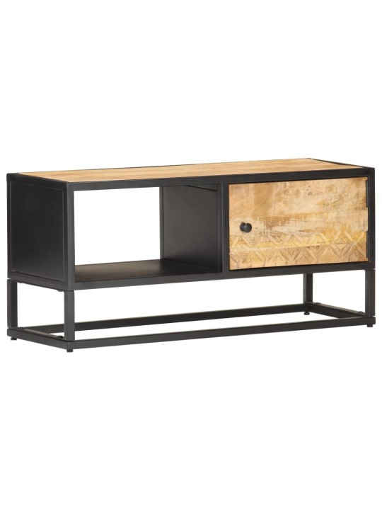 TV stolek s vyřezávanými dvířky 90 x 30 x 40 cm hrubý mangovník