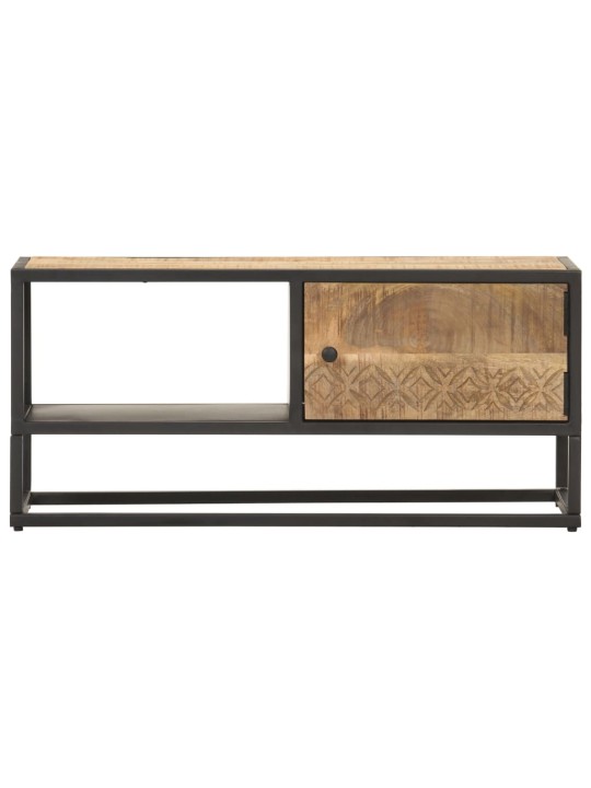 TV stolek s vyřezávanými dvířky 90 x 30 x 40 cm hrubý mangovník