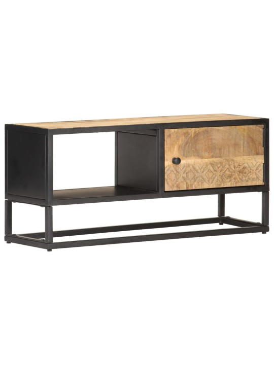 TV stolek s vyřezávanými dvířky 90 x 30 x 40 cm hrubý mangovník