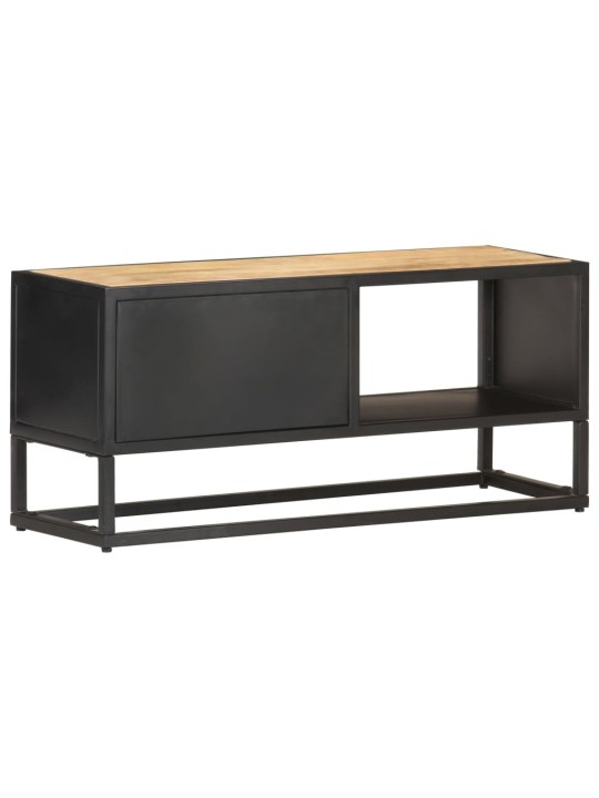 TV stolek s vyřezávanými dvířky 90 x 30 x 40 cm hrubý mangovník