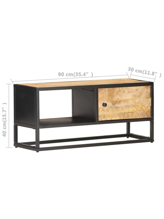 TV stolek s vyřezávanými dvířky 90 x 30 x 40 cm hrubý mangovník