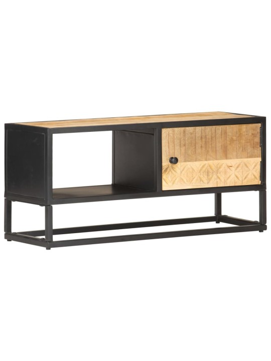 TV stolek s vyřezávanými dvířky 90 x 30 x 40 cm hrubý mangovník