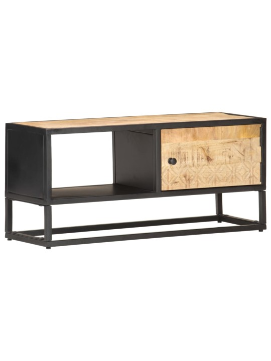 TV stolek s vyřezávanými dvířky 90 x 30 x 40 cm hrubý mangovník