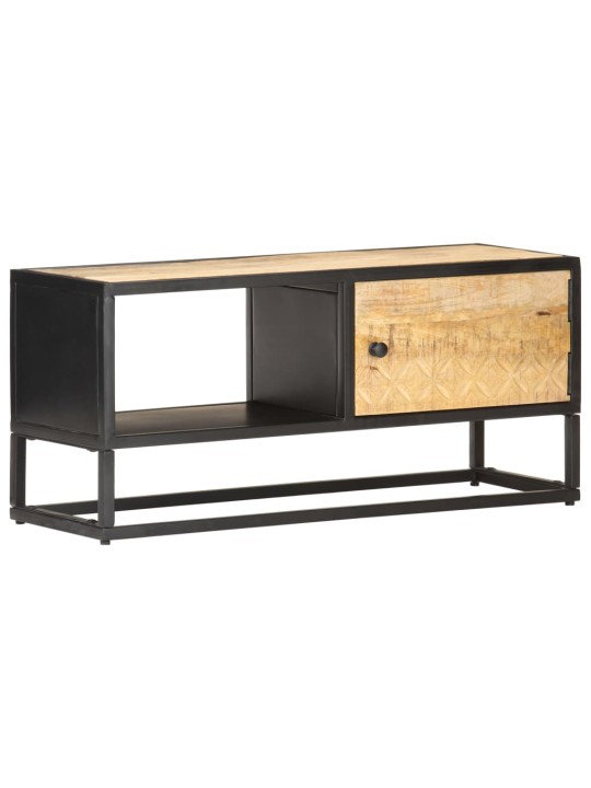 TV stolek s vyřezávanými dvířky 90 x 30 x 40 cm hrubý mangovník