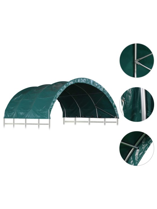 Přístřešek pro zvířata PVC 3,7 x 3,7 m zelený