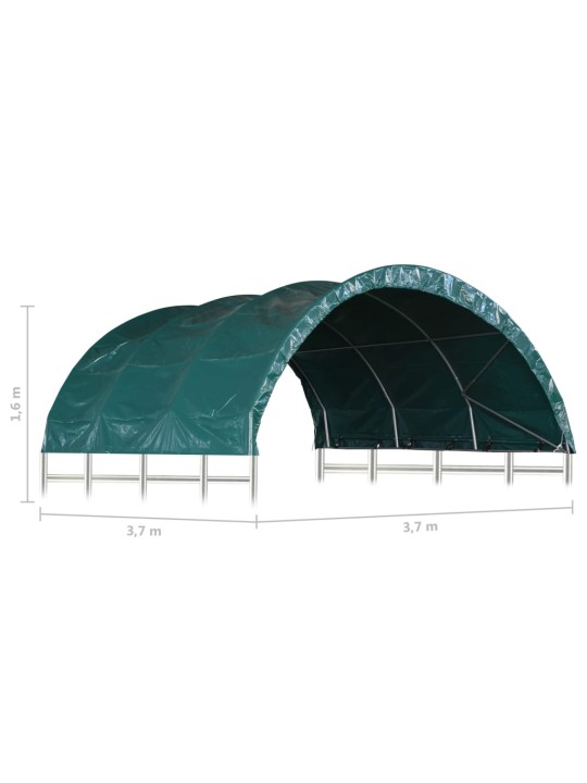 Přístřešek pro zvířata PVC 3,7 x 3,7 m zelený