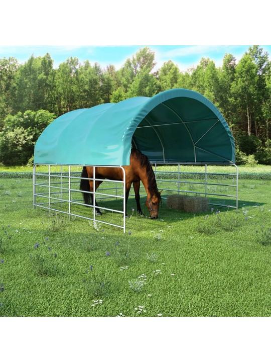 Přístřešek pro zvířata PVC 3,7 x 3,7 m zelený