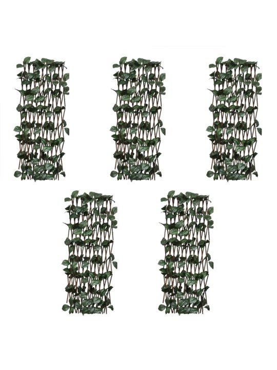 Vrbový trelážový plot 5 ks s umělými listy 180 x 30 cm