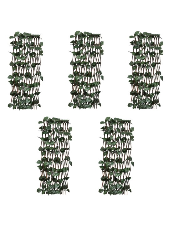 Vrbový trelážový plot 5 ks s umělými listy 180 x 60 cm