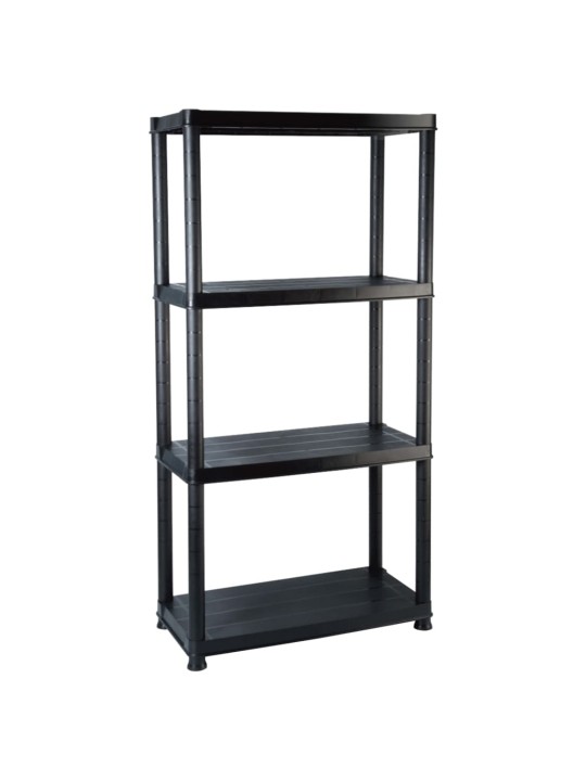 Úložný regál 4patrový černý 61 x 30,5 x 130 cm plast