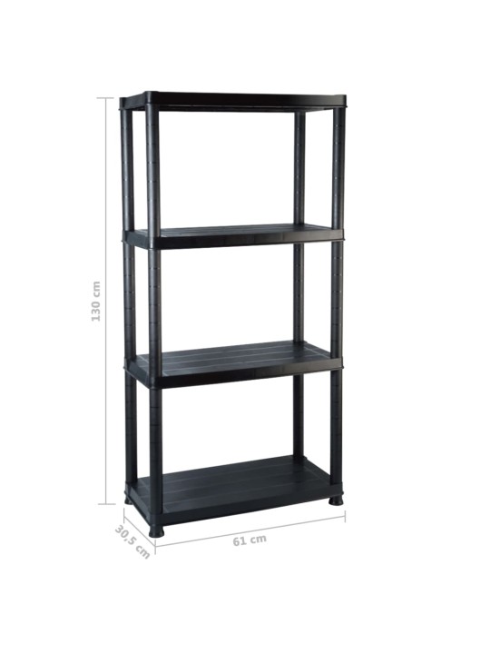 Úložný regál 4patrový černý 61 x 30,5 x 130 cm plast