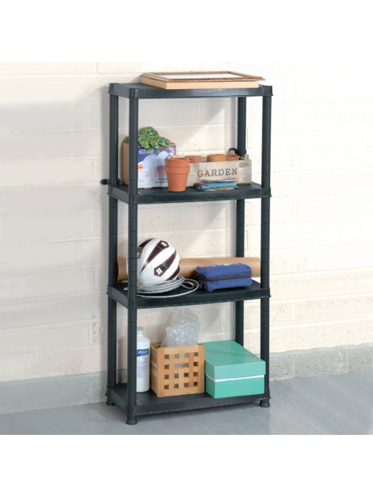 Úložný regál 4patrový černý 61 x 30,5 x 130 cm plast