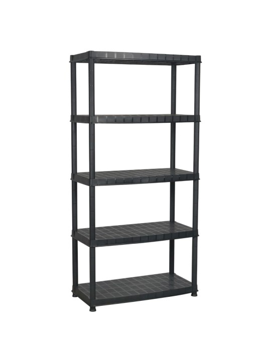 Úložný regál 5patrový černý 85 x 40 x 185 cm plast