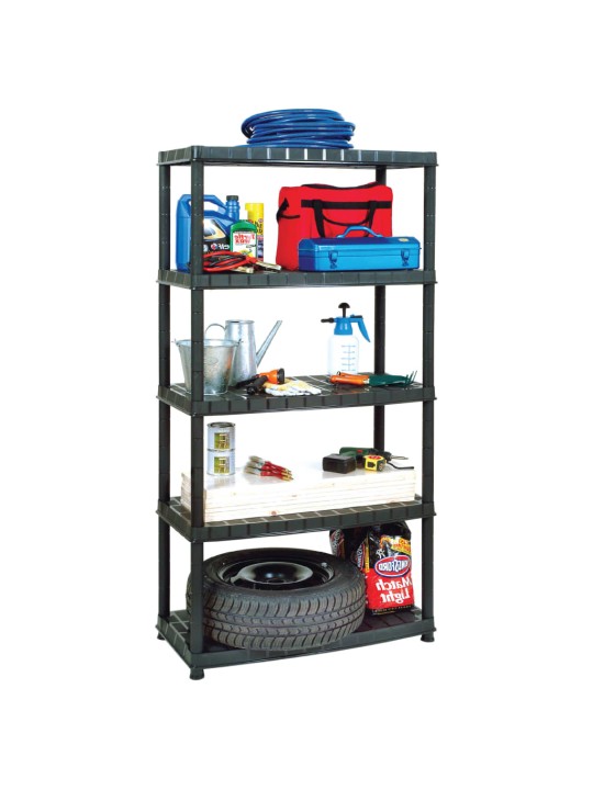 Úložný regál 5patrový černý 85 x 40 x 185 cm plast
