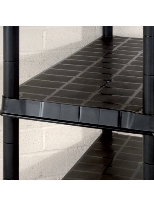 Úložný regál 5patrový černý 85 x 40 x 185 cm plast