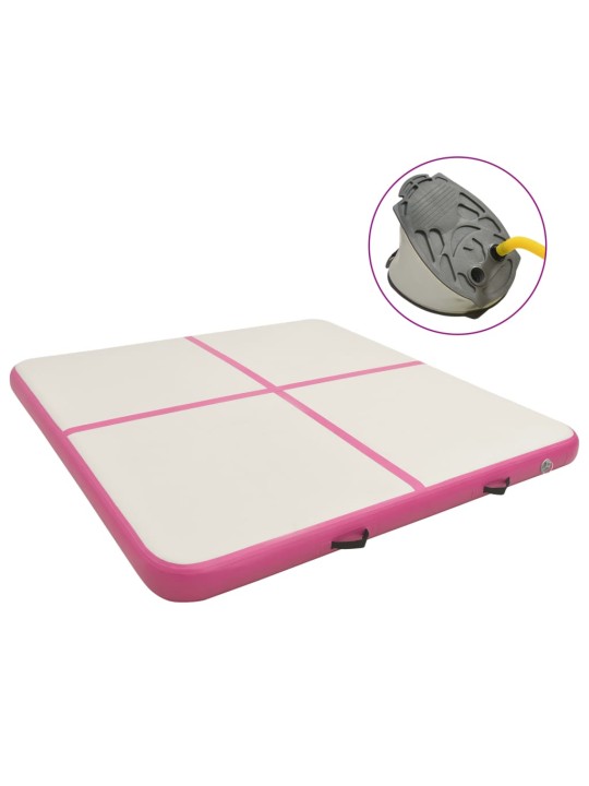 Nafukovací žíněnka s pumpou 200 x 200 x 20 cm pvc růžová