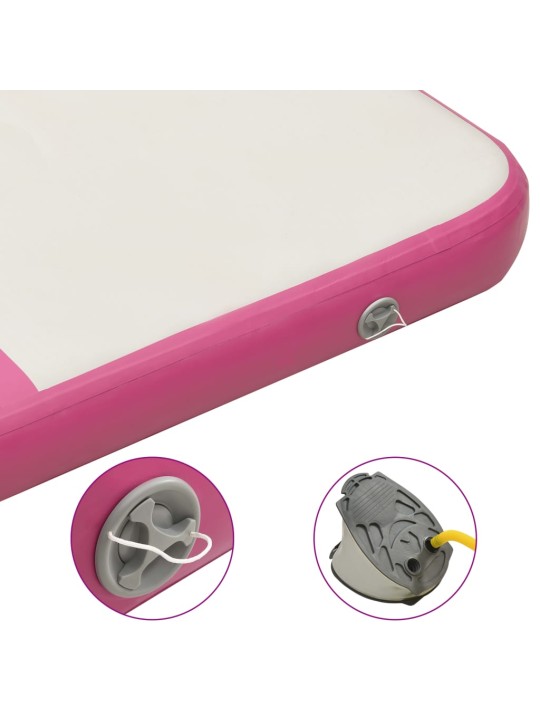 Nafukovací žíněnka s pumpou 200 x 200 x 20 cm pvc růžová