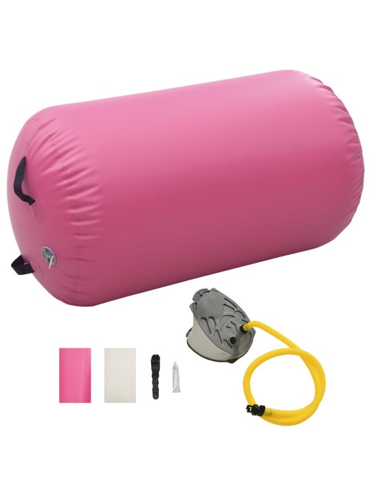 Nafukovací cvičební válec s pumpou 100 x 60 cm PVC růžový