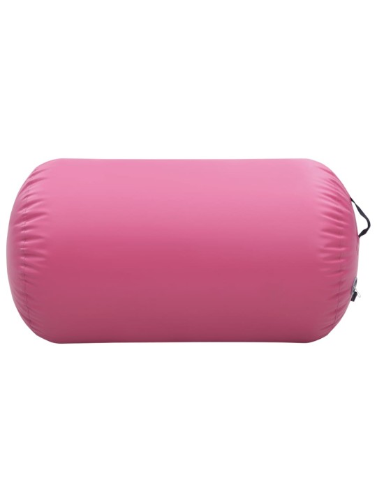 Nafukovací cvičební válec s pumpou 100 x 60 cm PVC růžový