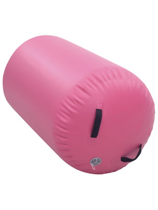 Nafukovací cvičební válec s pumpou 100 x 60 cm PVC růžový