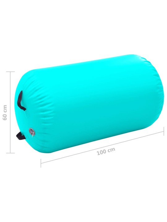 Nafukovací cvičební válec s pumpou 100 x 60 cm PVC zelený