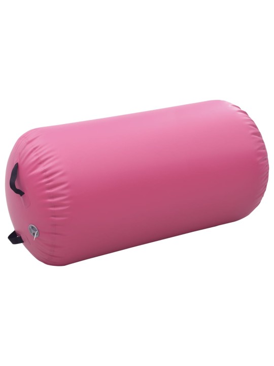 Nafukovací cvičební válec s pumpou 120 x 75 cm PVC růžový