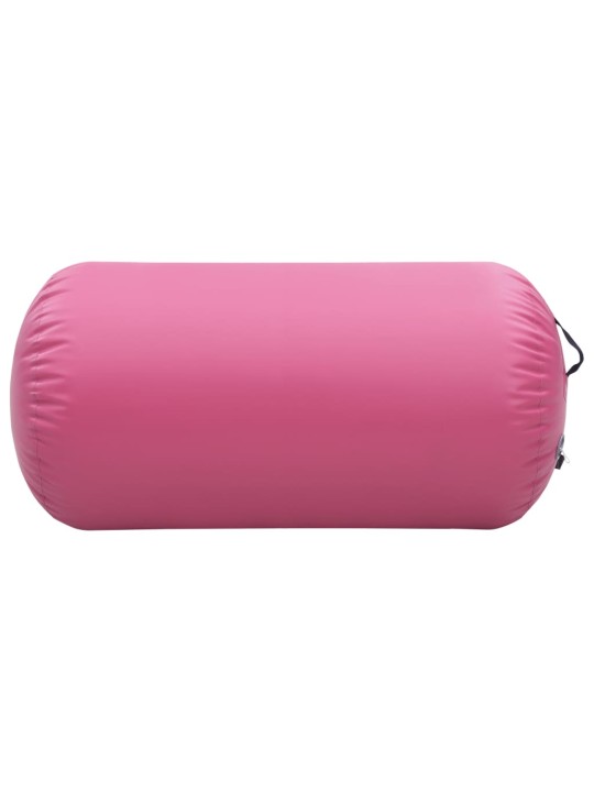 Nafukovací cvičební válec s pumpou 120 x 75 cm PVC růžový