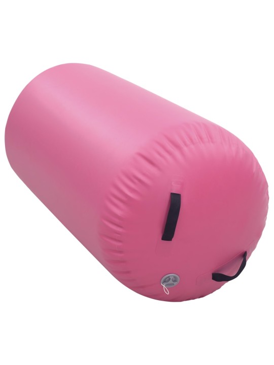 Nafukovací cvičební válec s pumpou 120 x 75 cm PVC růžový