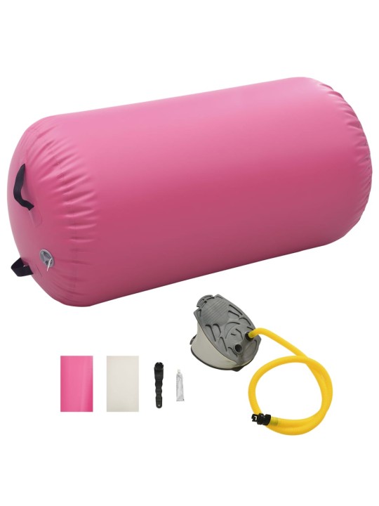 Nafukovací cvičební válec s pumpou 120 x 90 cm PVC růžový