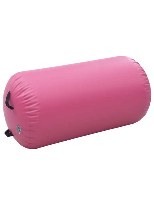 Nafukovací cvičební válec s pumpou 120 x 90 cm PVC růžový