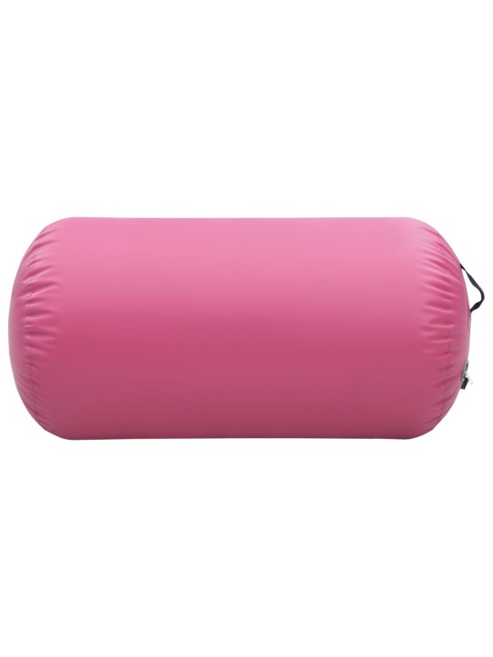 Nafukovací cvičební válec s pumpou 120 x 90 cm PVC růžový