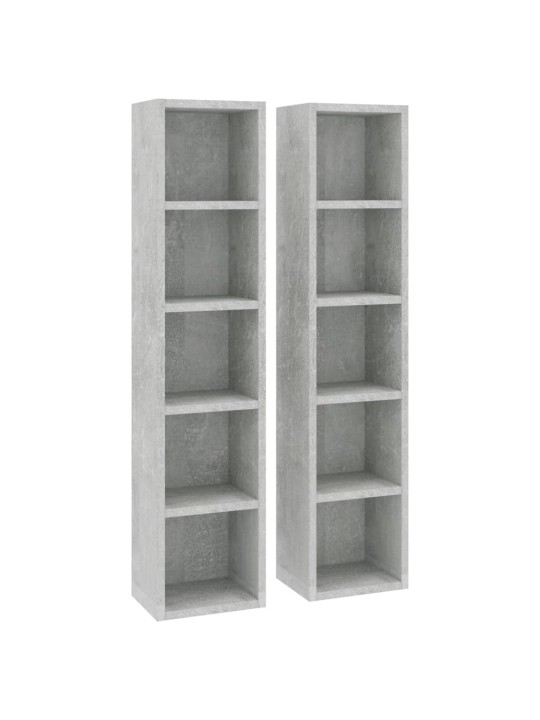 Skříňky na CD 2 ks betonově šedé 21 x 16 x 93,5 cm dřevotříska