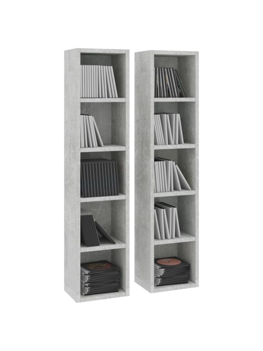 Skříňky na CD 2 ks betonově šedé 21 x 16 x 93,5 cm dřevotříska