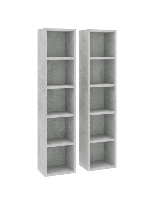 Skříňky na CD 2 ks betonově šedé 21 x 16 x 93,5 cm dřevotříska