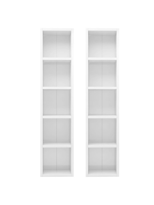 Skříňky na CD 2 ks bílé vysoký lesk 21x16x93,5 cm dřevotříska
