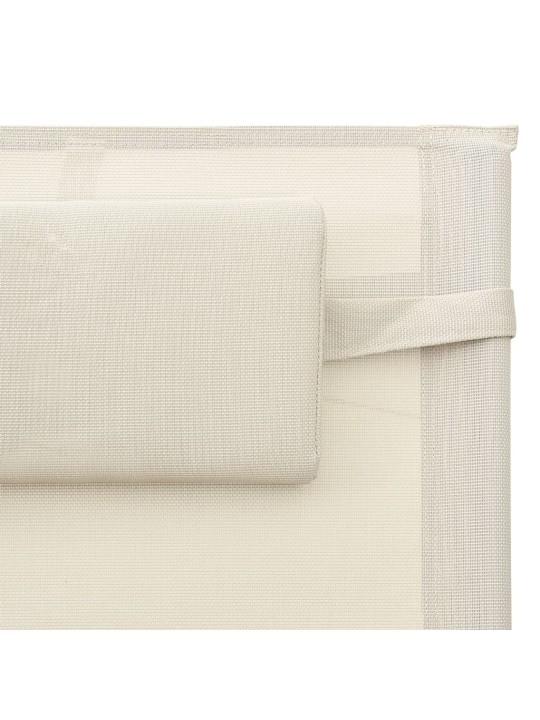 Zahradní lehátko textilen krémovo-šedé