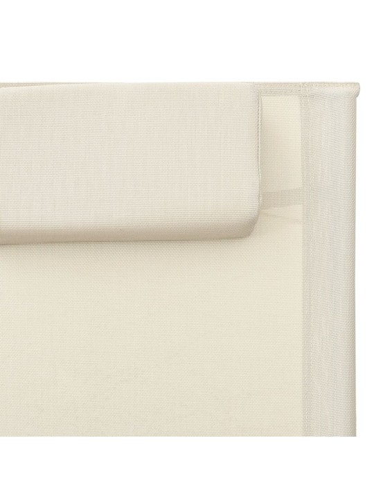 Zahradní lehátko textilen krémovo-šedé