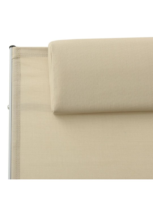Zahradní lehátko s polštářem textilen krémové