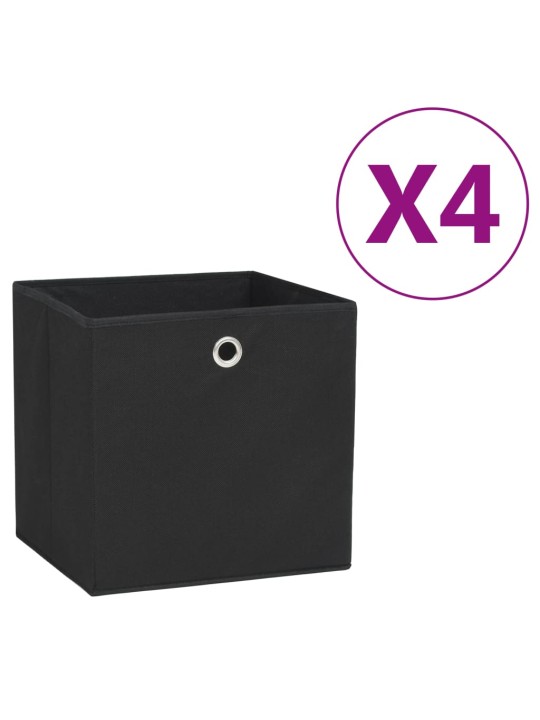 Úložné boxy 4 ks netkaná textilie 28 x 28 x 28 cm černé
