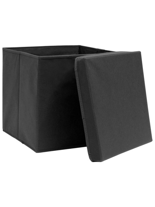 Úložné boxy s víky 4 ks 28 x 28 x 28 cm černé