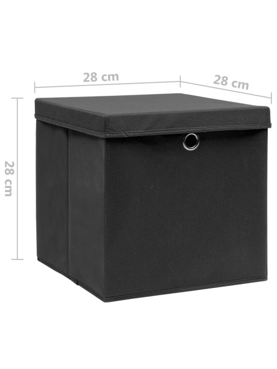 Úložné boxy s víky 4 ks 28 x 28 x 28 cm černé