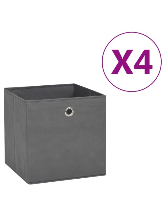 Úložné boxy 4 ks netkaná textilie 28 x 28 x 28 cm šedé