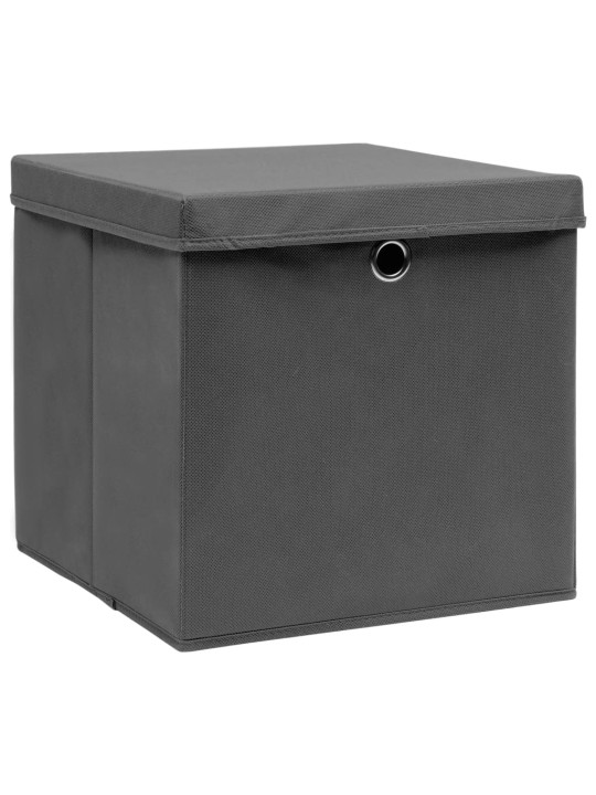 Úložné boxy s víky 10 ks 28 x 28 x 28 cm šedé