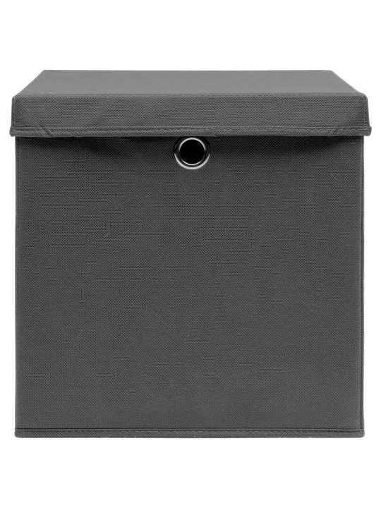 Úložné boxy s víky 10 ks 28 x 28 x 28 cm šedé