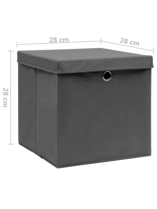 Úložné boxy s víky 10 ks 28 x 28 x 28 cm šedé