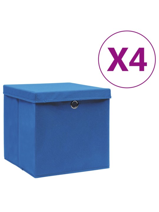 Úložné boxy s víky 4 ks 28 x 28 x 28 cm modré