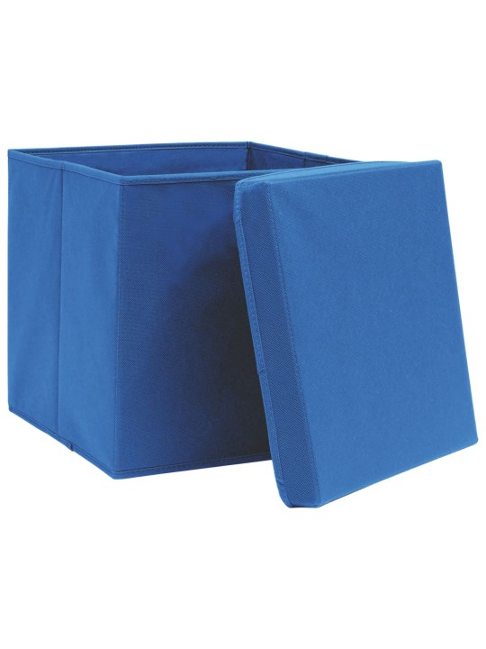 Úložné boxy s víky 4 ks 28 x 28 x 28 cm modré