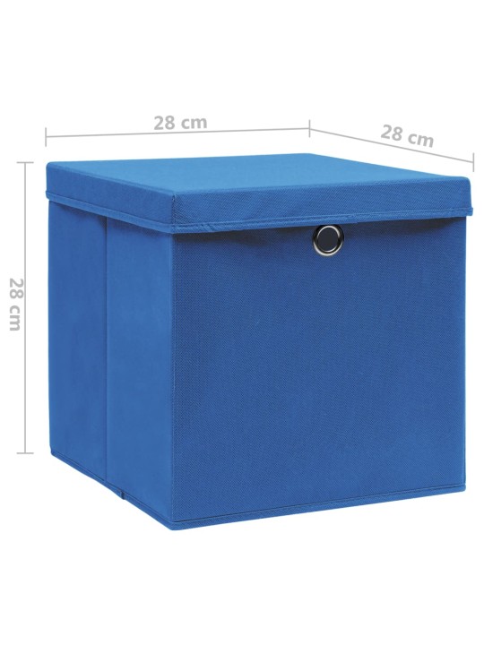 Úložné boxy s víky 4 ks 28 x 28 x 28 cm modré