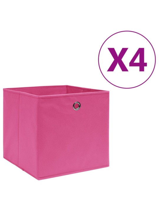 Úložné boxy 4 ks netkaná textilie 28 x 28 x 28 cm růžové